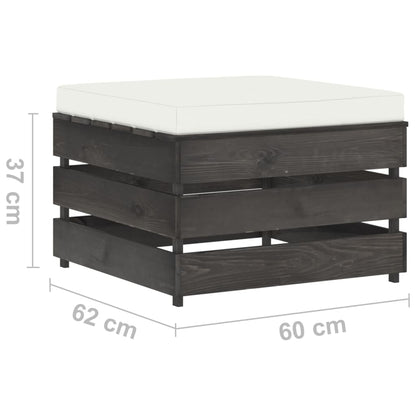 Ottomana Modulare con Cuscino in Legno Impregnato Grigio - homemem39