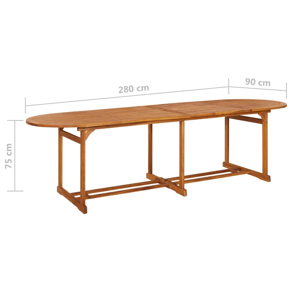 Tavolo da Pranzo per Esterni 280x90x75cm Legno Massello Acacia - homemem39