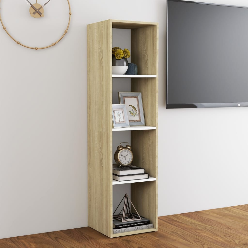 Mobile TV Bianco e Rovere Sonoma 142,5x35x36,5 cm Multistrato