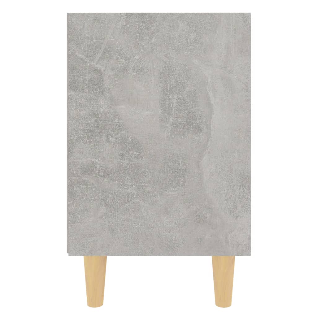 Comodini Gambe in Legno Massello 2pz Grigio Cemento 40x30x50 cm