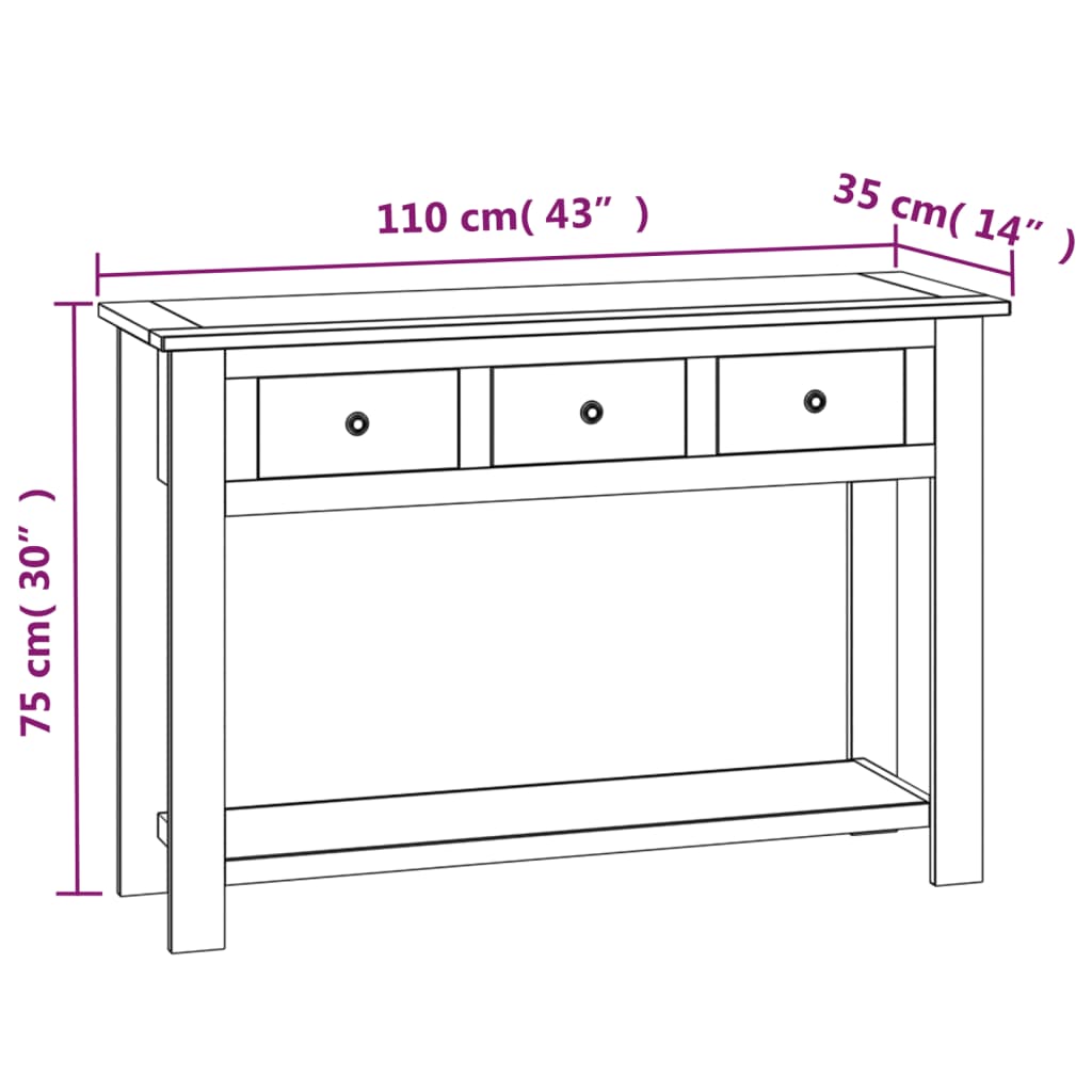 Tavolo Consolle 110x35x75 cm in Legno Massello di Rovere