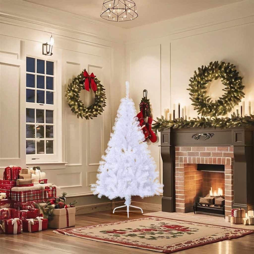 Albero di Natale Artificiale Metà con Supporto Bianco 150cm PVC - homemem39