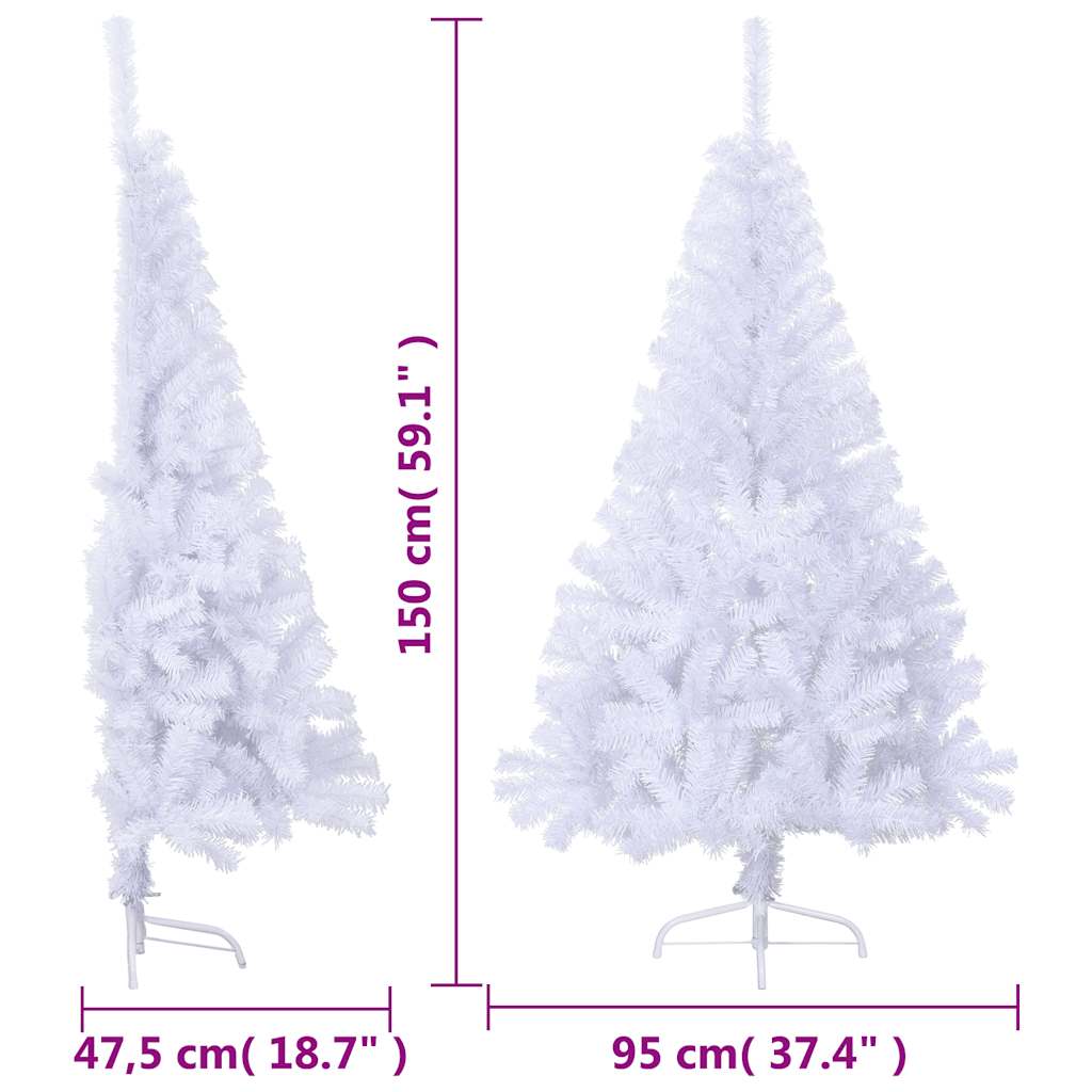 Albero di Natale Artificiale Metà con Supporto Bianco 150cm PVC - homemem39