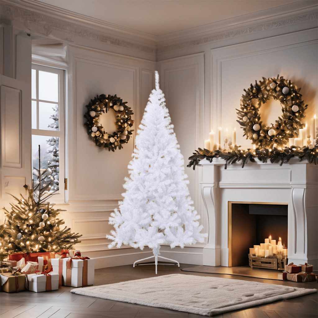 Albero di Natale Artificiale Metà con Supporto Bianco 180cm PVC - homemem39