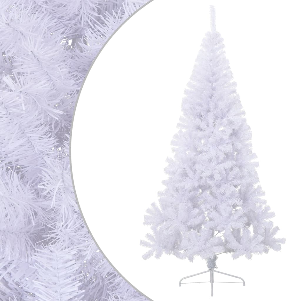 Albero di Natale Artificiale Metà con Supporto Bianco 210cm PVC