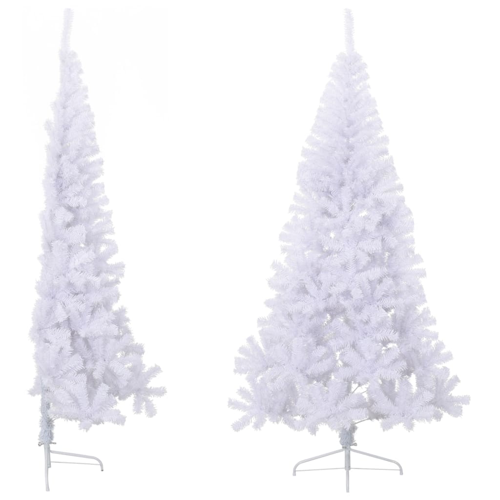 Albero di Natale Artificiale Metà con Supporto Bianco 210cm PVC