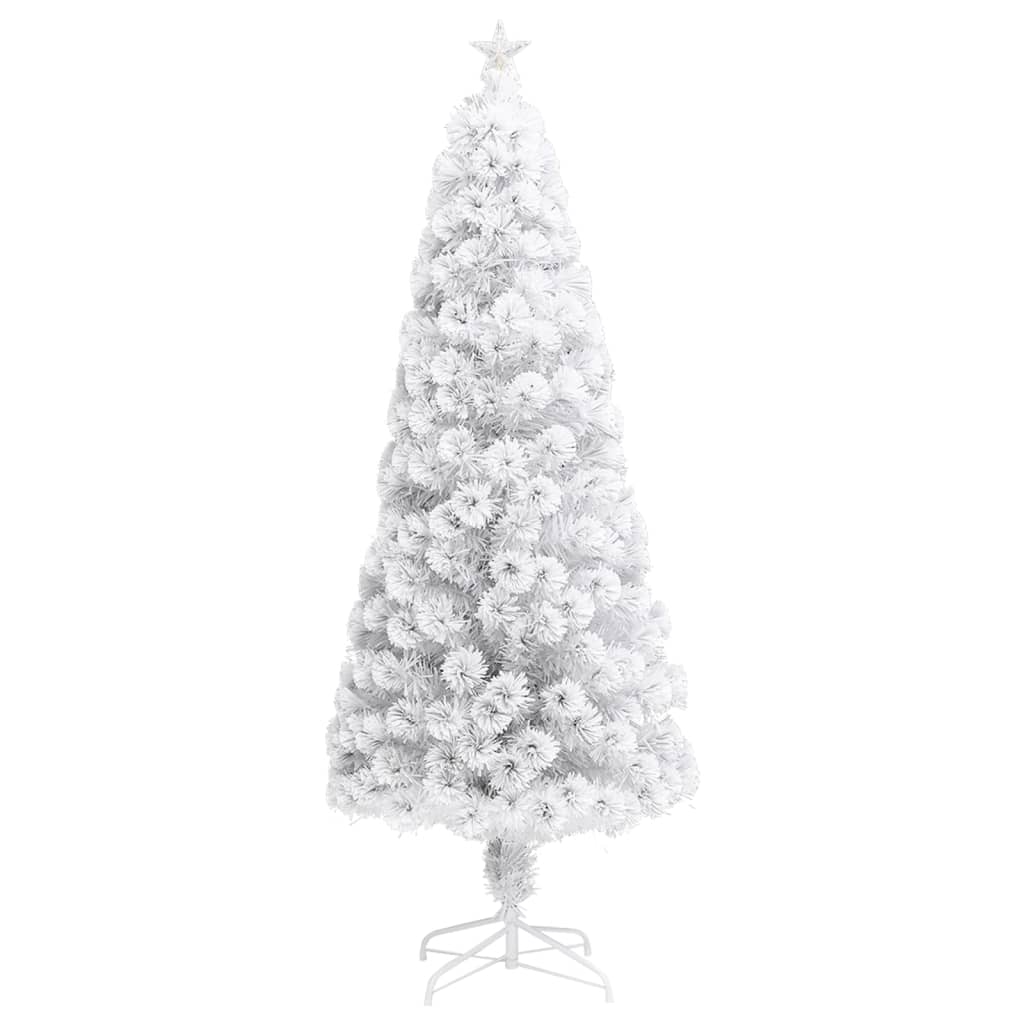 Albero Natale Preilluminato Bianco 210 cm in Fibra Ottica