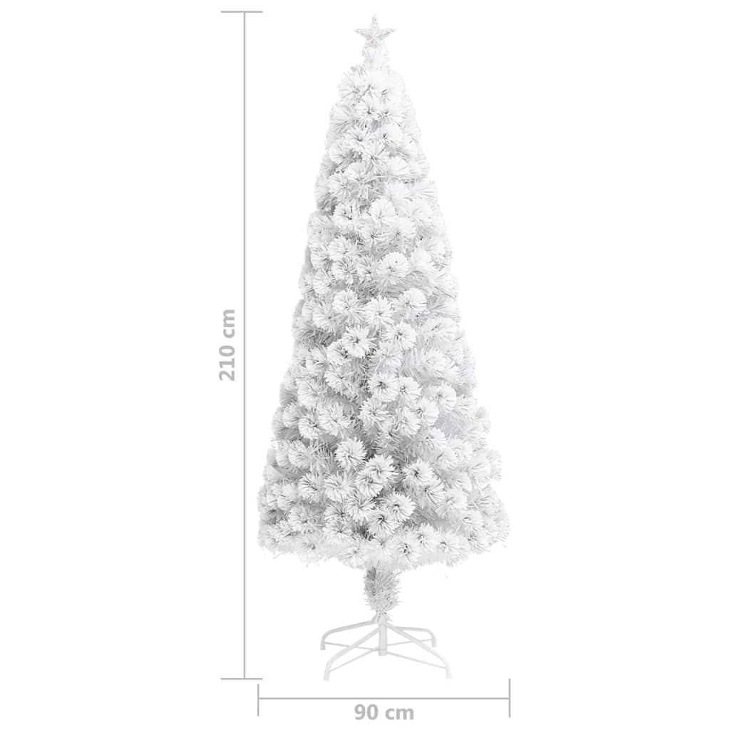 Albero Natale Preilluminato Bianco 210 cm in Fibra Ottica