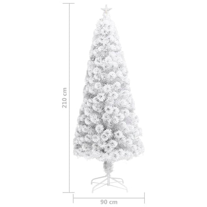 Albero Natale Preilluminato Bianco 210 cm in Fibra Ottica