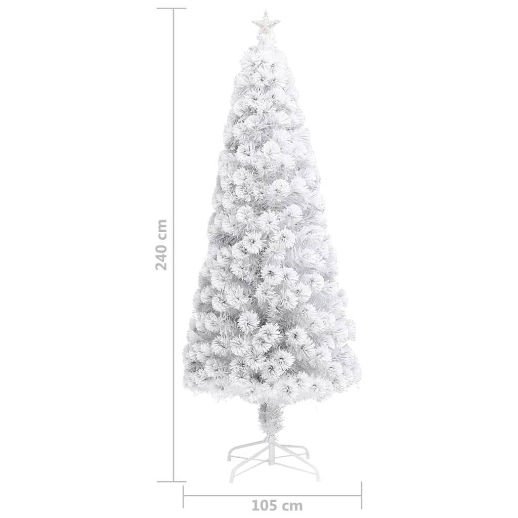 Albero Natale Preilluminato Bianco 240 cm in Fibra Ottica