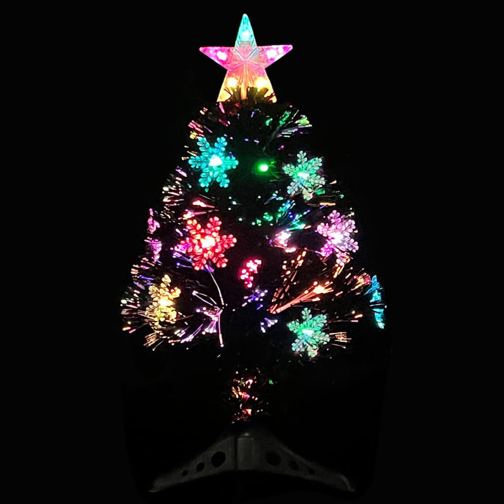 Albero di Natale con Fiocchi di Neve LED Nero 64cm Fibra Ottica - homemem39