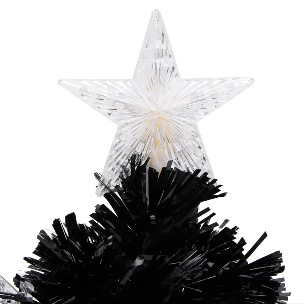 Albero di Natale con Fiocchi di Neve LED Nero 64cm Fibra Ottica - homemem39