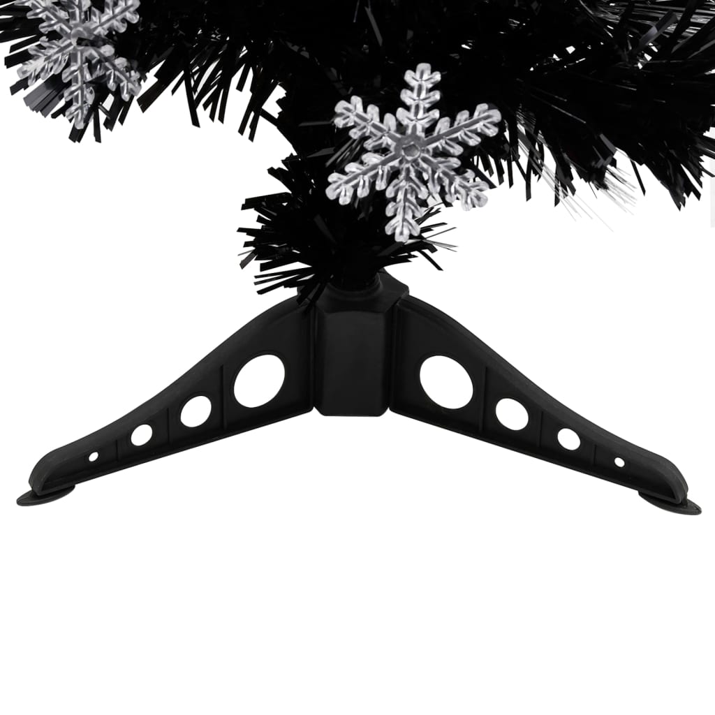 Albero di Natale con Fiocchi di Neve LED Nero 64cm Fibra Ottica - homemem39