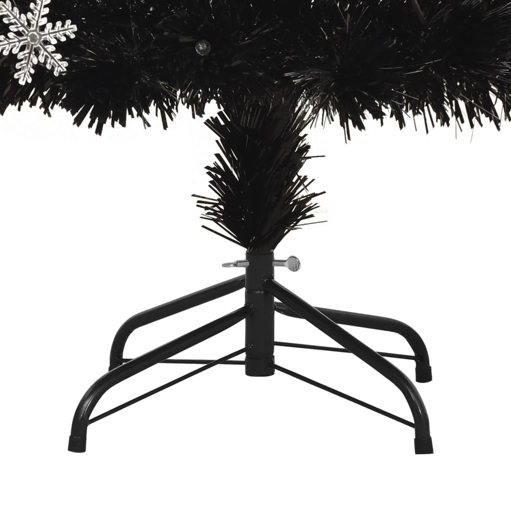 Albero Natale con Fiocchi di Neve a LED Nero 240cm Fibra Ottica