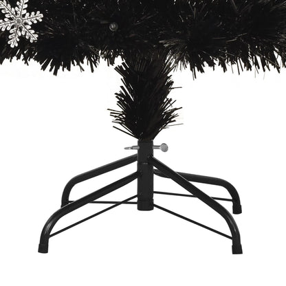 Albero Natale con Fiocchi di Neve a LED Nero 240cm Fibra Ottica - homemem39