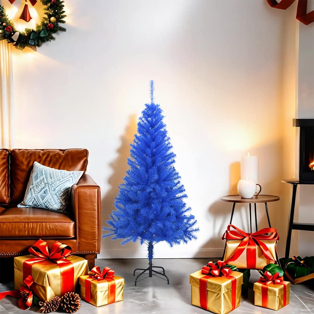 Albero di Natale Artificiale con Base Blu 120 cm PVC