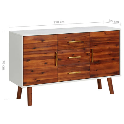 Credenza 110x35x70 cm in Legno Massello di Acacia e MDF