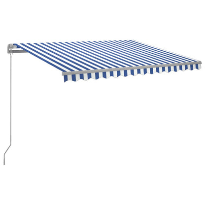 Tenda da Sole Retrattile Manuale con LED 300x250cm Blu e Bianco