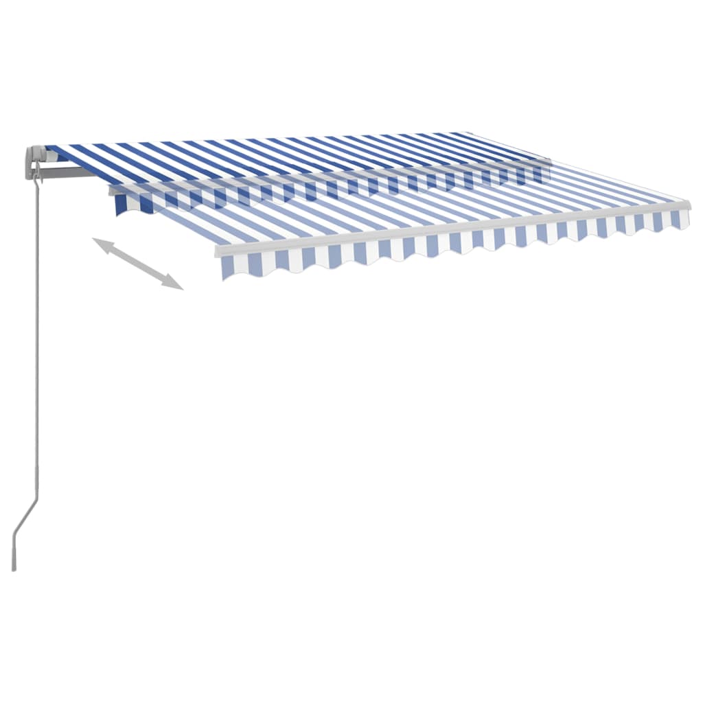 Tenda da Sole Retrattile Manuale con LED 300x250cm Blu e Bianco