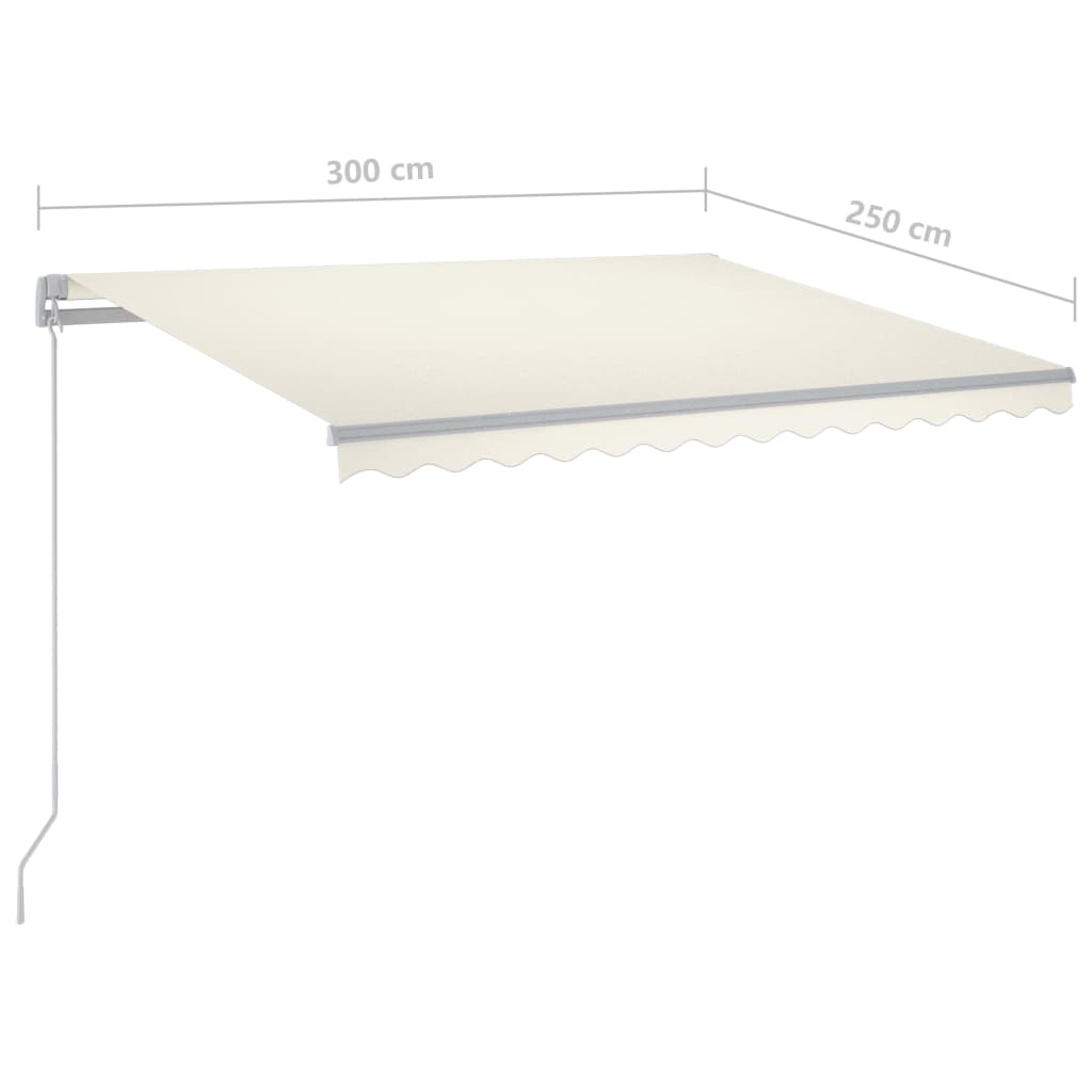 Tenda da Sole Retrattile Manuale con LED 300x250 cm Crema - homemem39