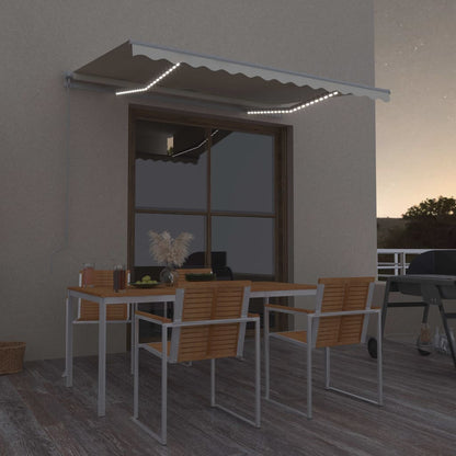 Tenda da Sole Retrattile Manuale con LED 300x250 cm Crema - homemem39