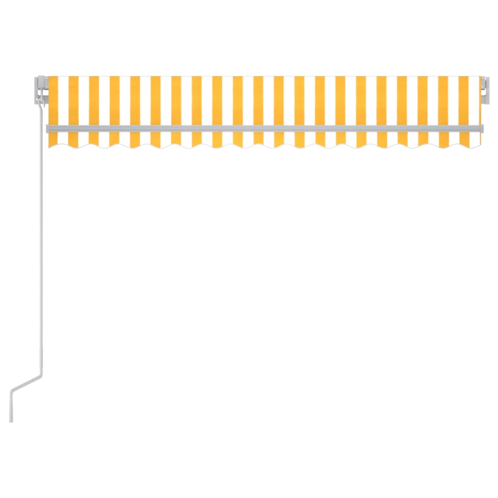 Tenda da Sole Manuale con LED 300x250 cm Gialla e Bianca