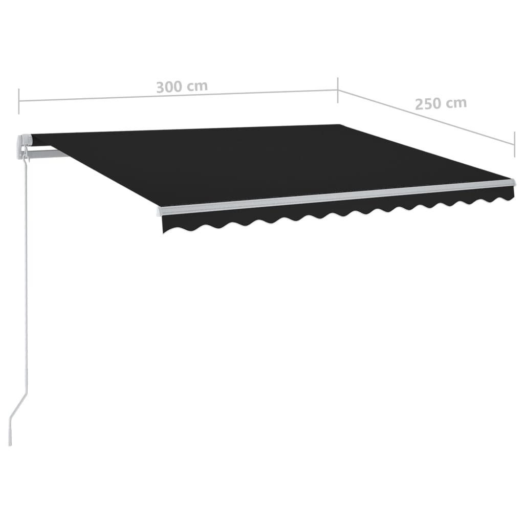 Tenda da Sole Retrattile Manuale con LED 300x250 cm Antracite