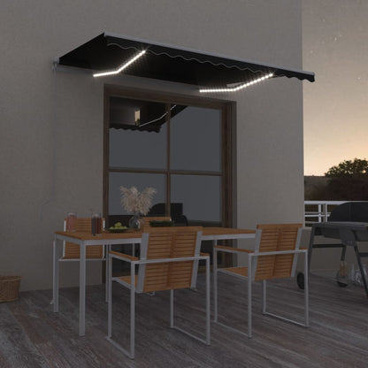 Tenda da Sole Retrattile Manuale con LED 300x250 cm Antracite - homemem39