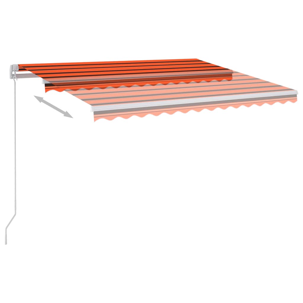 Tenda da Sole Manuale con LED 300x250cm Arancione e Marrone