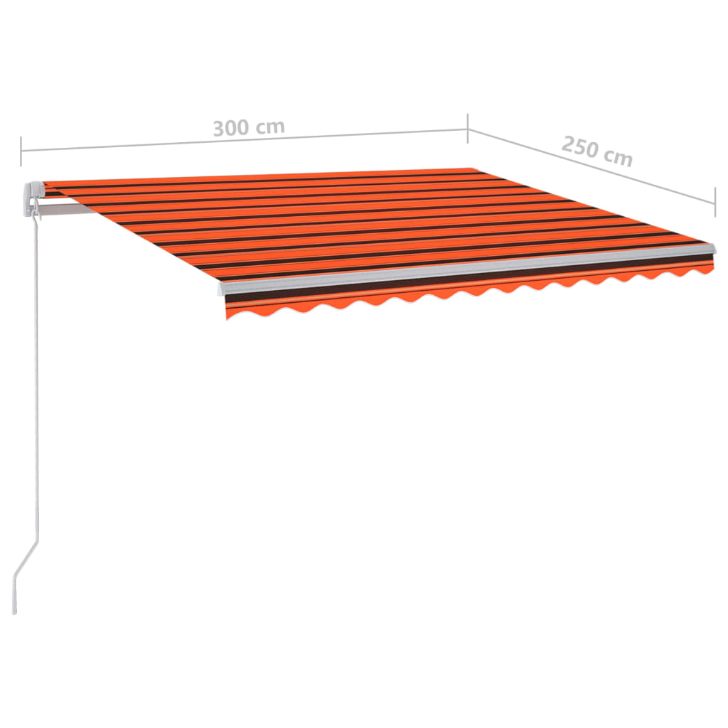 Tenda da Sole Manuale con LED 300x250cm Arancione e Marrone