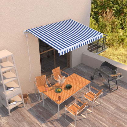 Tenda da Sole Retrattile Automatica 300x250 cm Blu e Bianca - homemem39