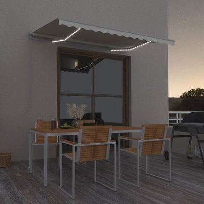 Tenda da Sole Retrattile Manuale con LED 350x250 cm Crema