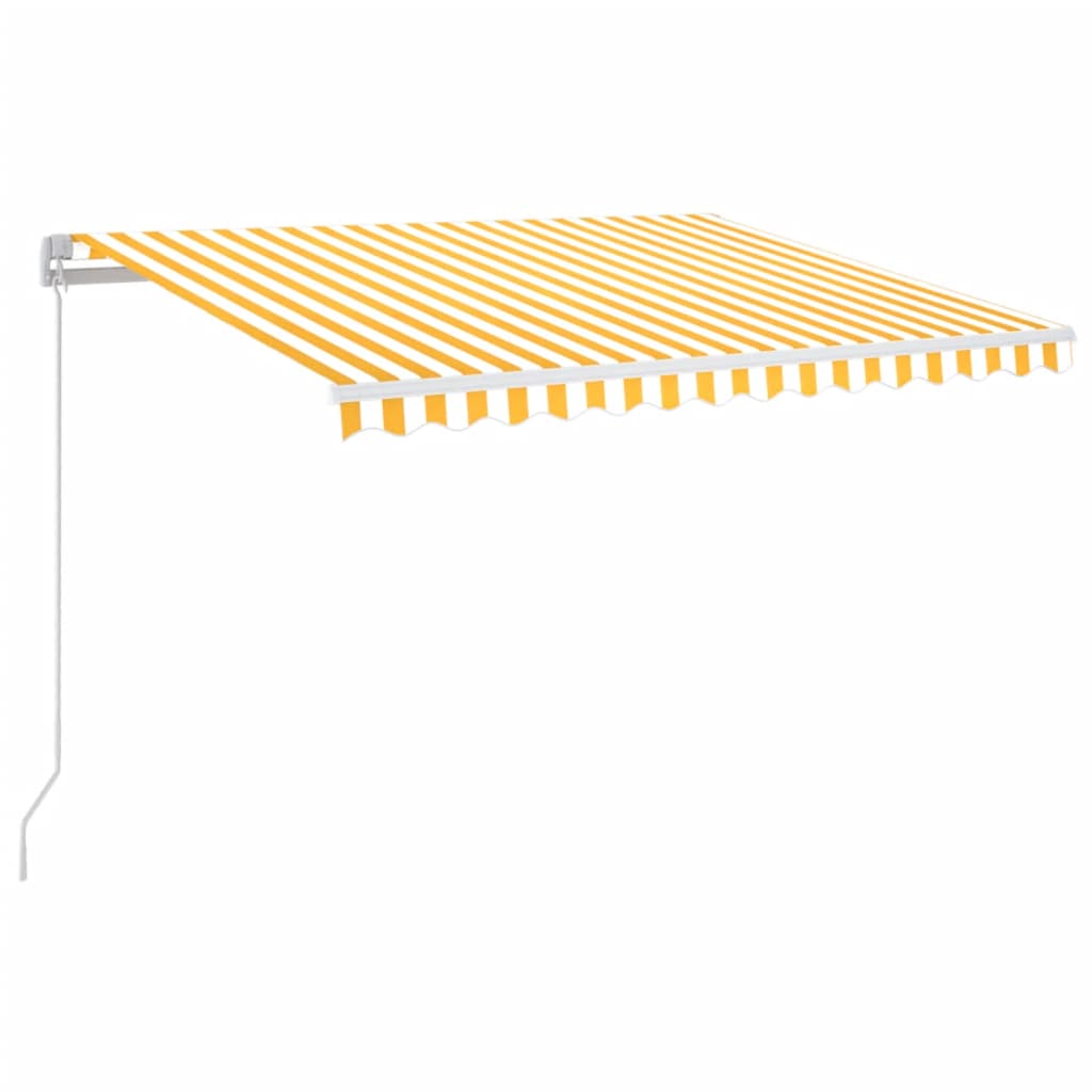 Tenda da Sole Retrattile Manuale LED 350x250 cm Gialla e Bianca