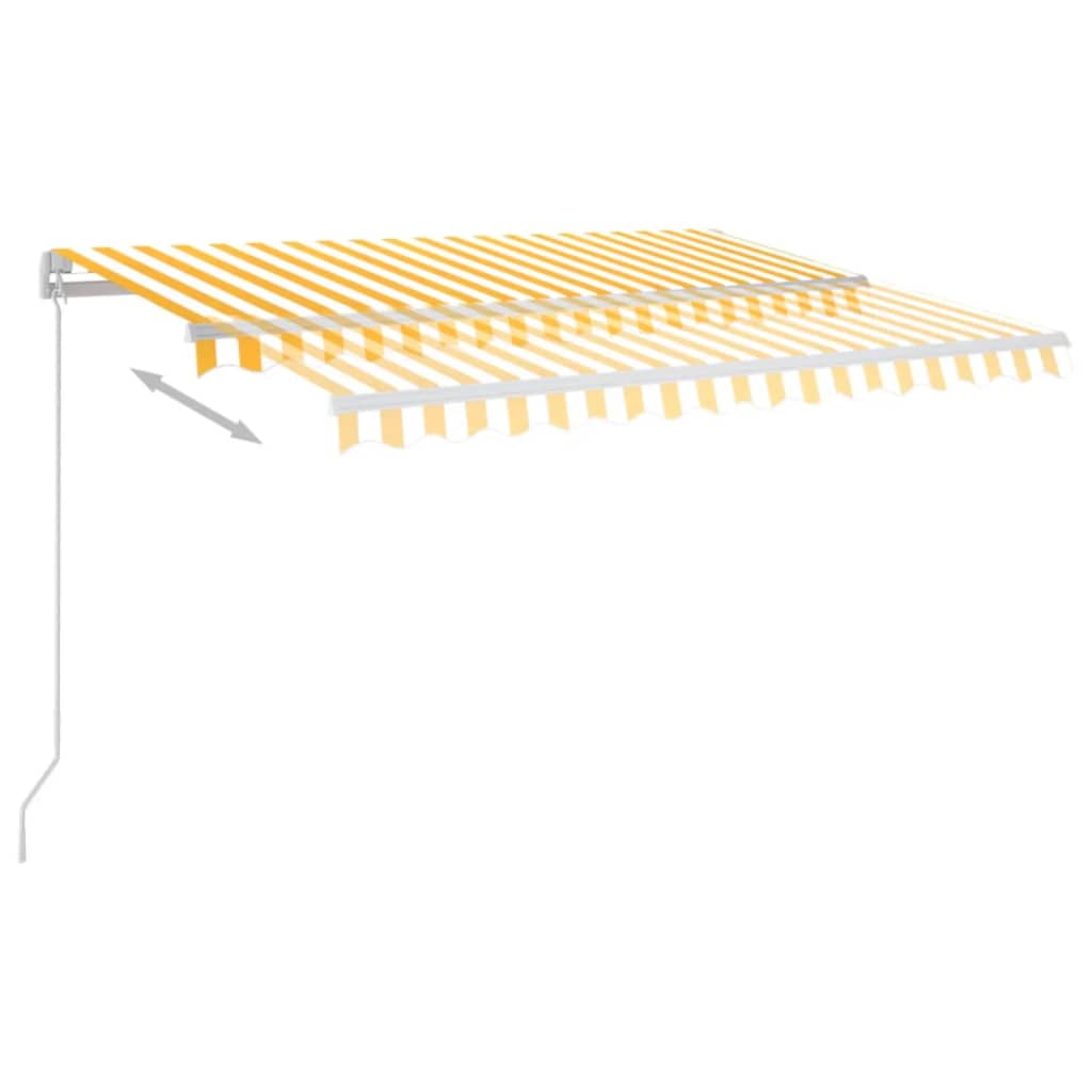 Tenda da Sole Retrattile Manuale LED 350x250 cm Gialla e Bianca - homemem39