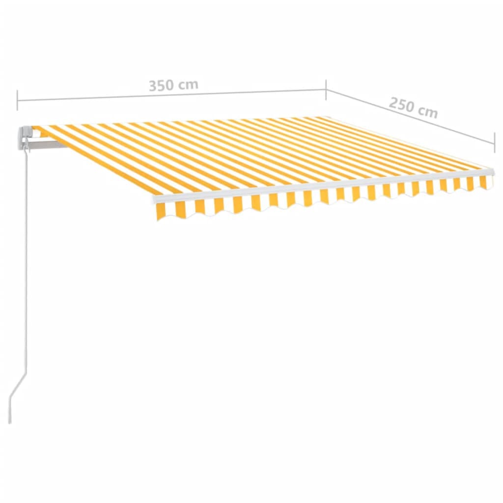 Tenda da Sole Retrattile Manuale LED 350x250 cm Gialla e Bianca - homemem39