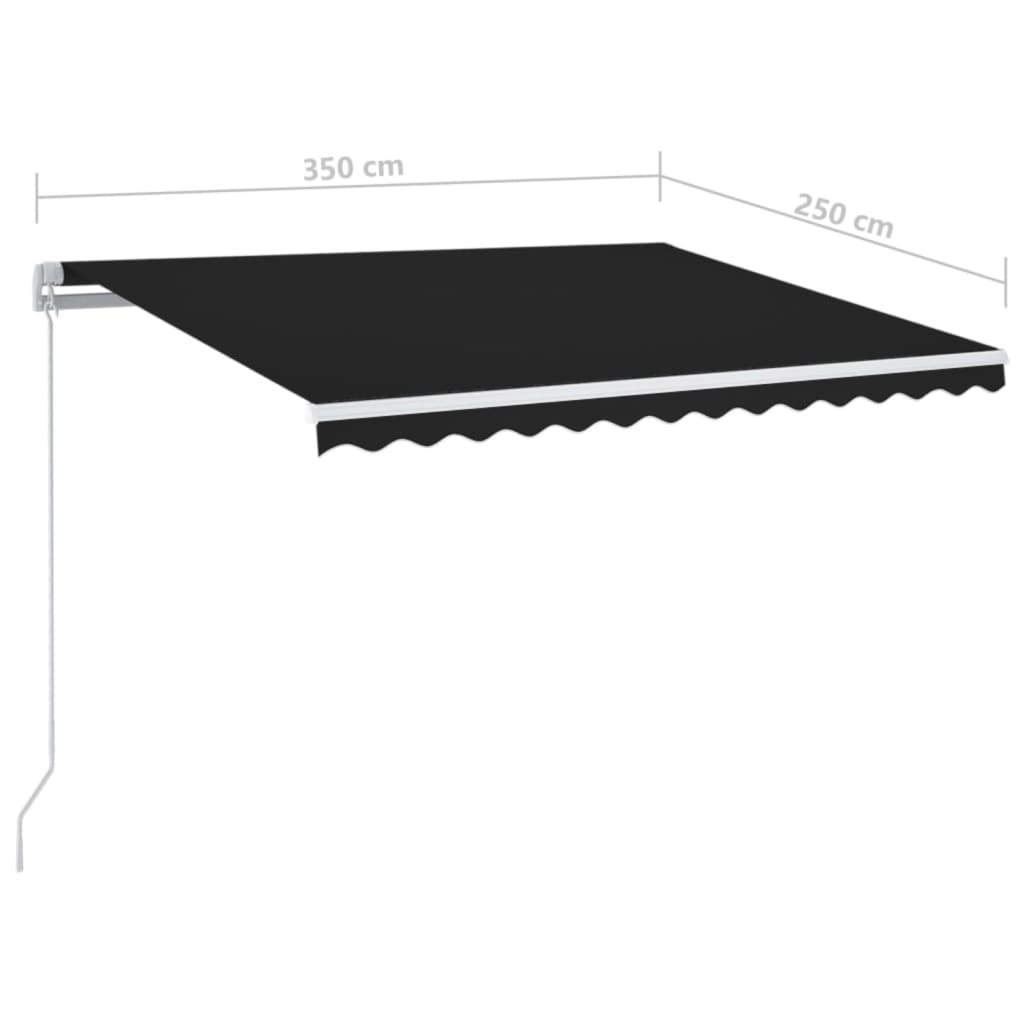 Tenda da Sole Retrattile Manuale con LED 350x250 cm Antracite - homemem39