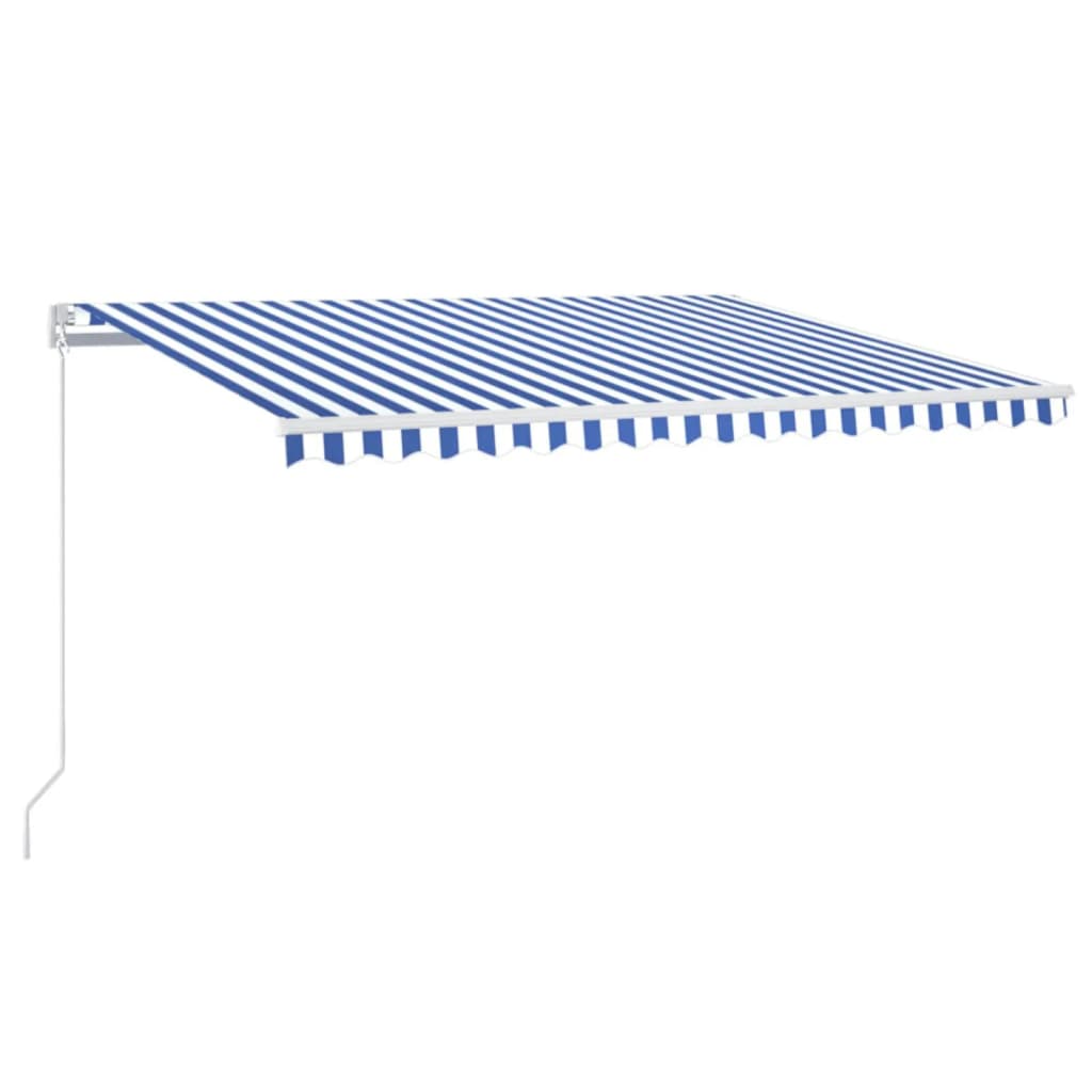 Tenda da Sole Retrattile Manuale con LED 400x300cm Blu e Bianco - homemem39