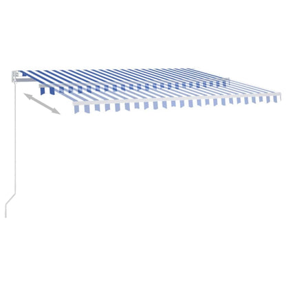 Tenda da Sole Retrattile Manuale con LED 400x300cm Blu e Bianco