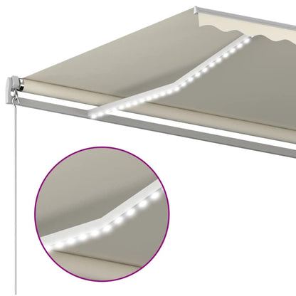 Tenda da Sole Retrattile Manuale con LED 400x300 cm Crema - homemem39