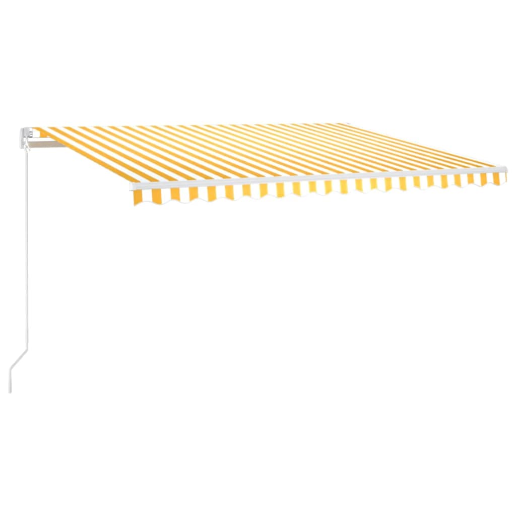 Tenda da Sole Retrattile Manuale e LED 400x300cm Gialla Bianca