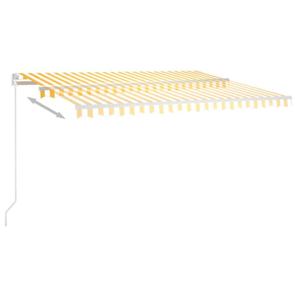 Tenda da Sole Retrattile Manuale e LED 400x300cm Gialla Bianca - homemem39