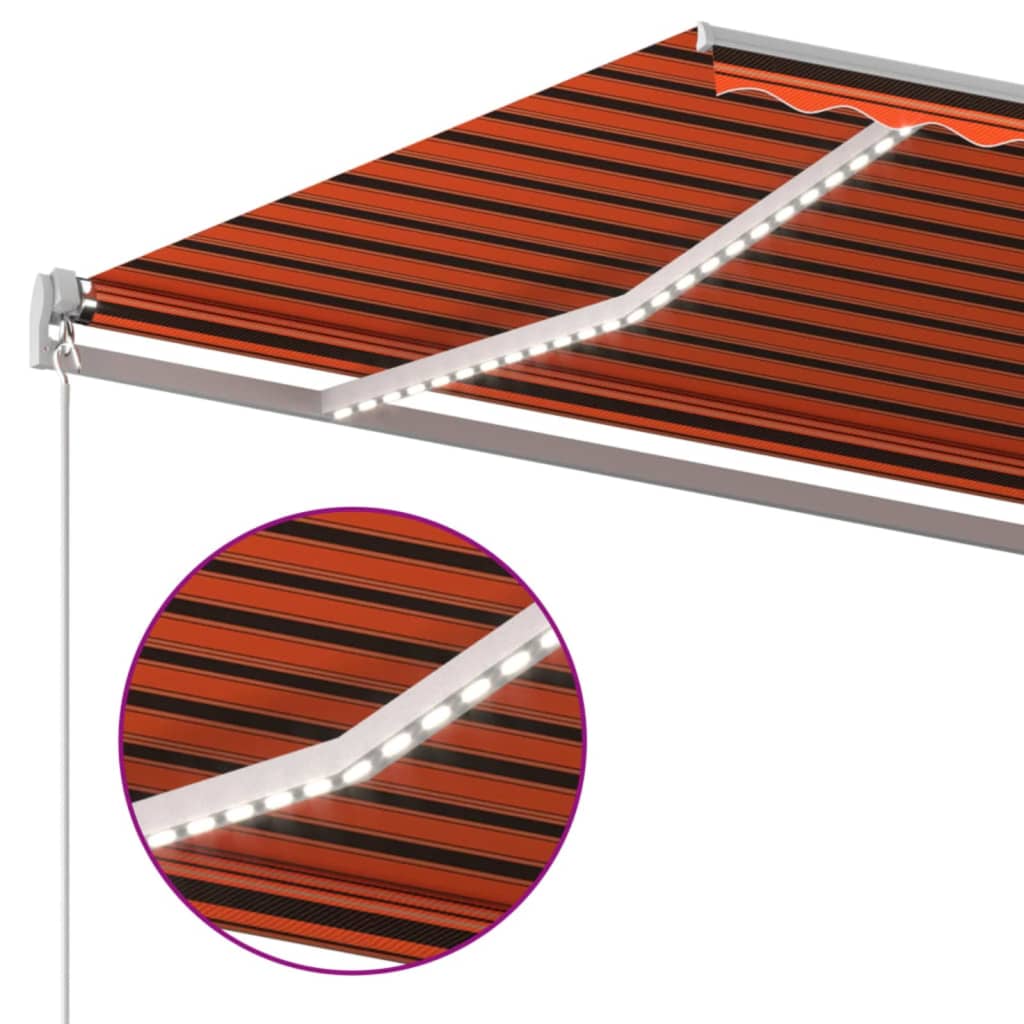 Tenda da Sole Retrattile Manuale LED 400x300 cm Arancio Marrone