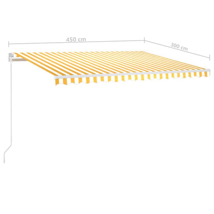 Tenda da Sole Retrattile Manuale 450x300 cm Gialla e Bianca