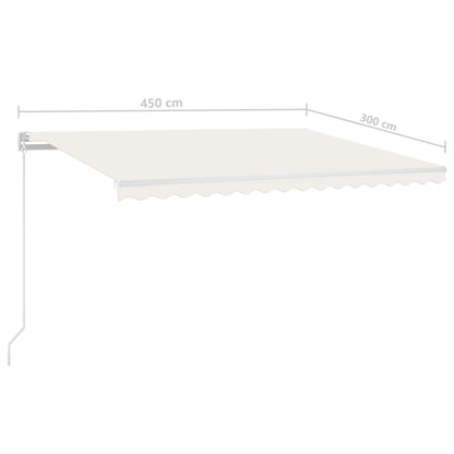 Tenda da Sole Retrattile Manuale con LED 450x300 cm Crema - homemem39