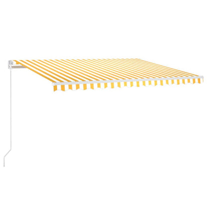 Tenda da Sole Retrattile Manuale e LED 450x300 cm Gialla Bianca - homemem39