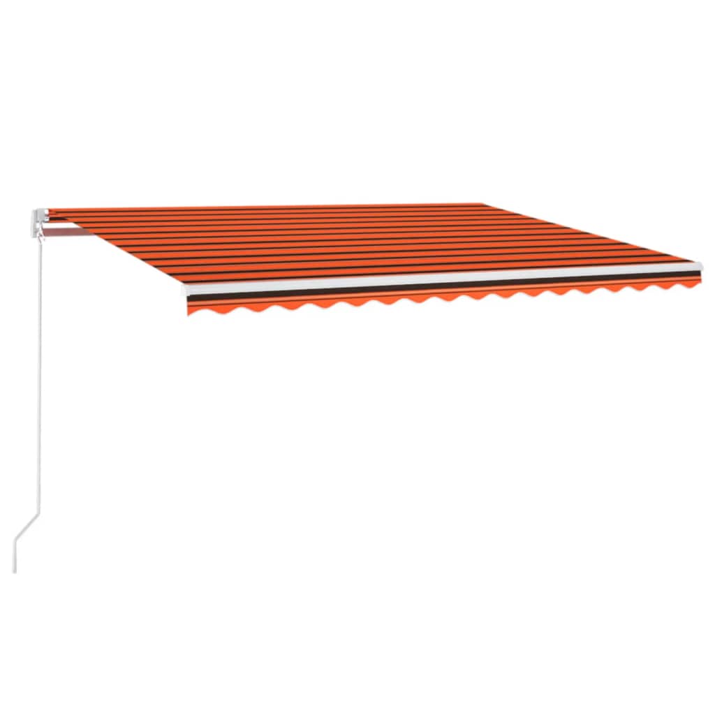 Tenda da Sole Retrattile Manuale LED 450x300 cm Arancio Marrone - homemem39