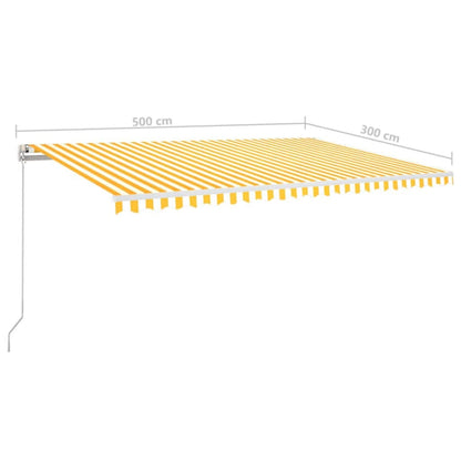 Tenda da Sole Retrattile Manuale 500x300cm Giallo e Bianco