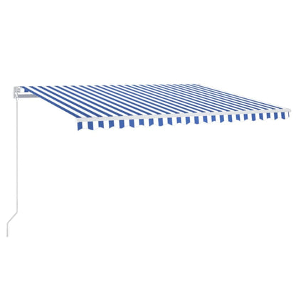 Tenda da Sole Retrattile Manuale con LED 400x350 cm Blu Bianco - homemem39