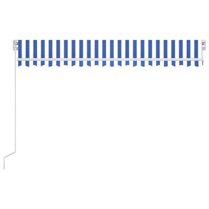 Tenda da Sole Retrattile Manuale con LED 400x350 cm Blu Bianco