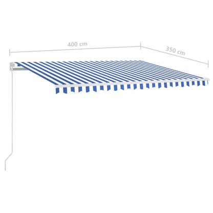 Tenda da Sole Retrattile Manuale con LED 400x350 cm Blu Bianco - homemem39